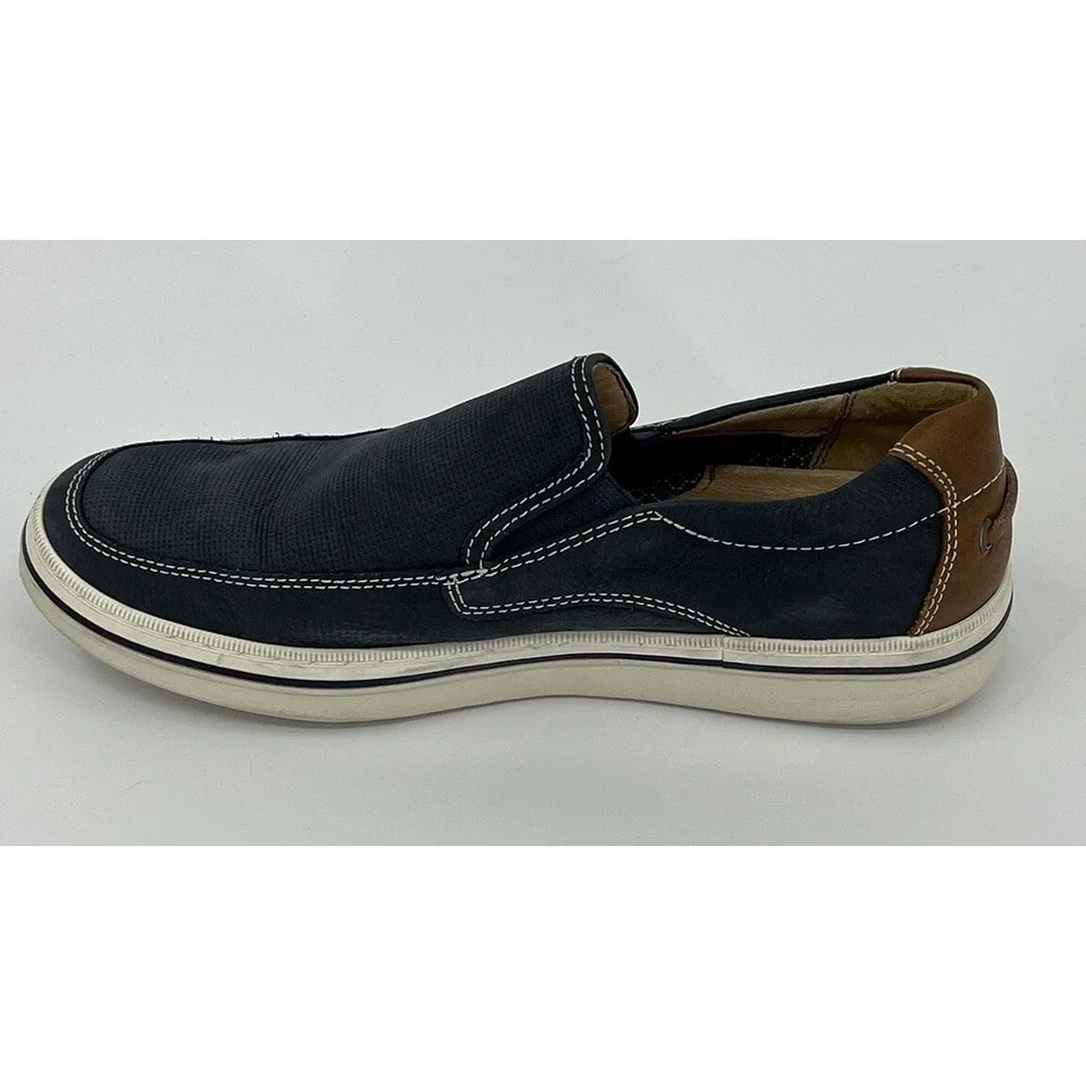 Johnson Murphy Bowling Moc Venetian Navy Blue Nubuck Slip On Shoe Men's Size 8